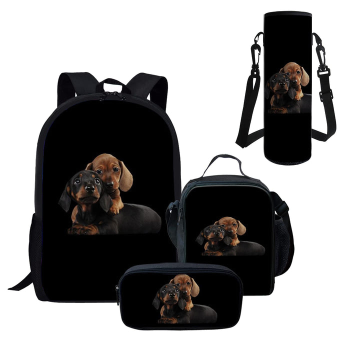Kuiaobaty Schulrucksack-Set für Kinder, Schulranzen-Set, 4 Stück, Tagesrucksack mit Wasserflaschenbe