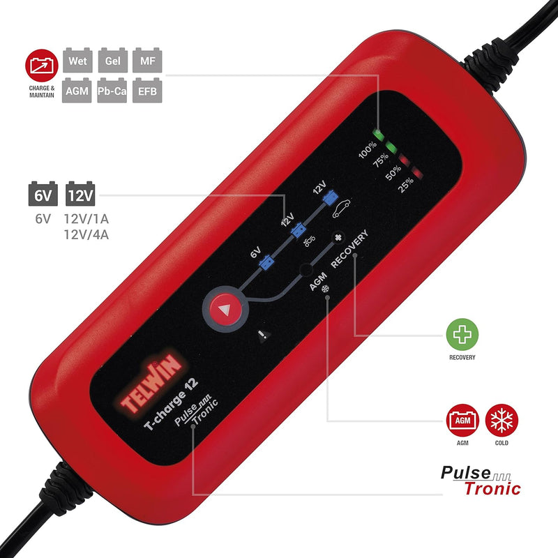 Telwin BATTERIELADEGERÄT T-Charge 12 4A, 4A