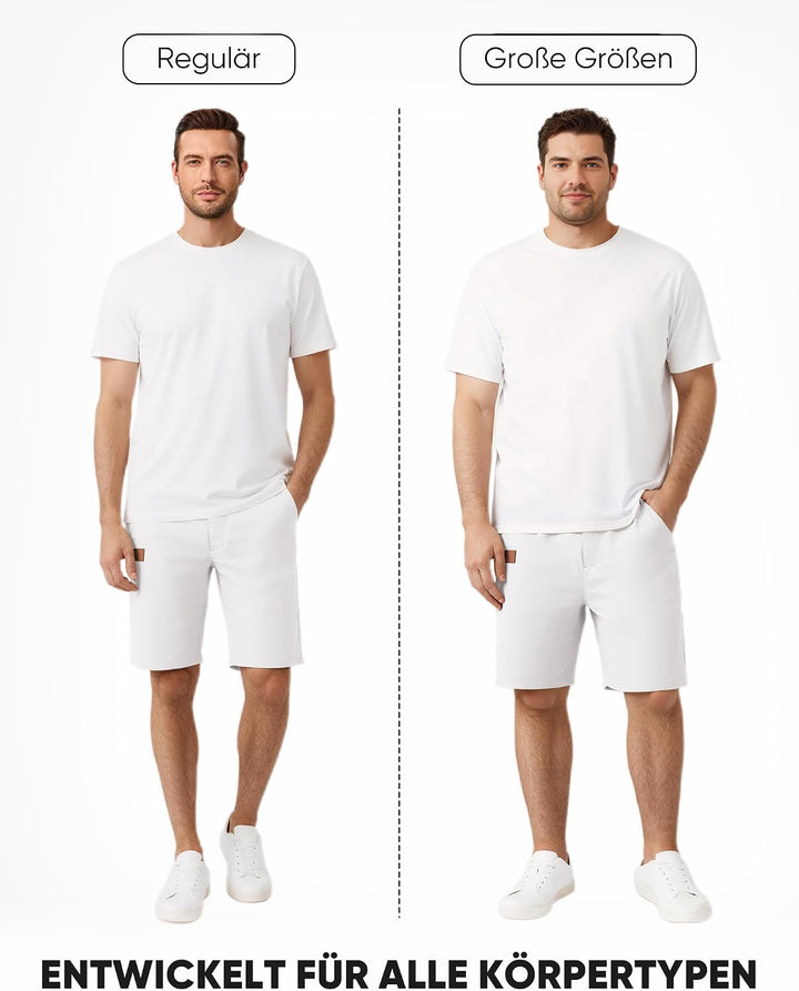 JMIERR Kurze Hosen Herren Shorts Herren Sommer Chino Baumwolle Elastische Taille mit Taschen XXL Wei