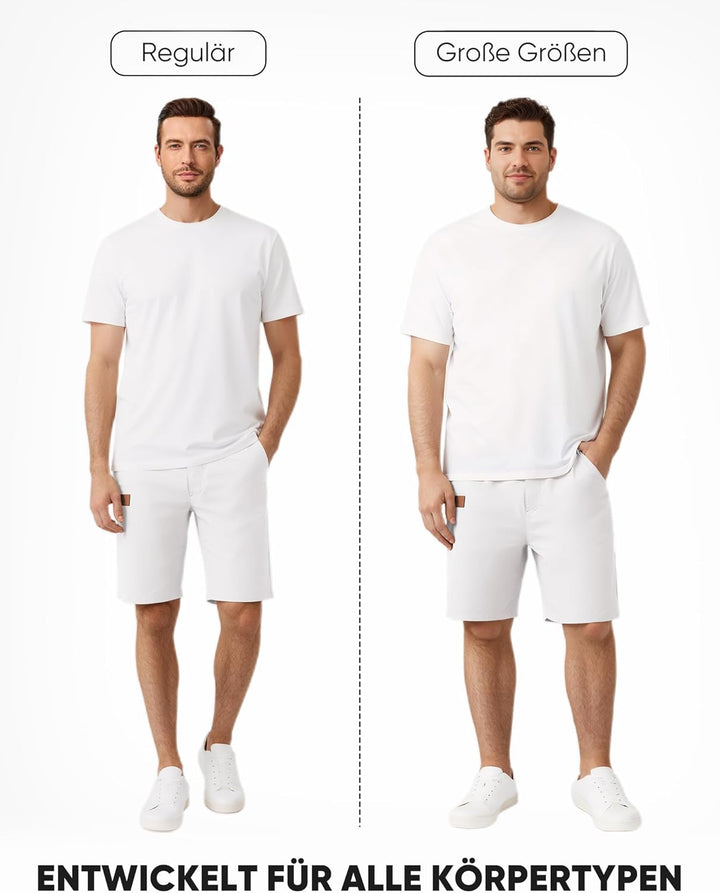 JMIERR Kurze Hosen Herren Shorts Herren Sommer Chino Baumwolle Elastische Taille mit Taschen XXL Wei