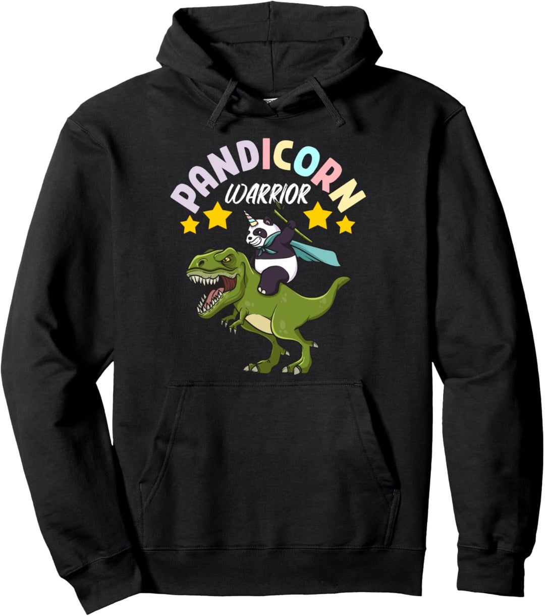 Kids Cartoon Kawaii Pandicorn Warrior Panda Bear Dinosaur Pullover Hoodie