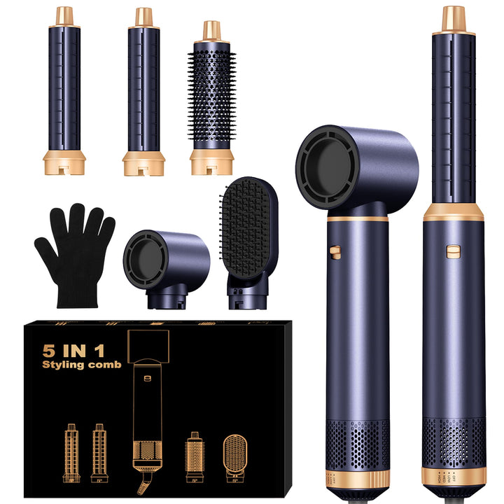 UKLISS Airstyler 5 in 1, Hairstyler & Föhn mit Aufsätzen: Airluft Lockenstab, Rundbürstenföhn, Warml