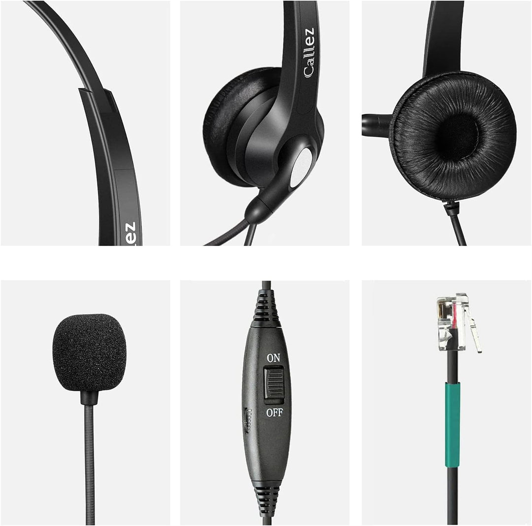 Telefon Headset RJ9 mit Mikrofon Noise Cancelling, Festnetztelefon Kopfhörer für Avaya 1408 Gigaset