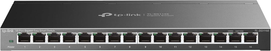 TP-Link TL-SG116E 16-Ports Gigabit Easy Smart Managed Netzwerk Switch(Gigabit-RJ45-Ports, Metallgehä