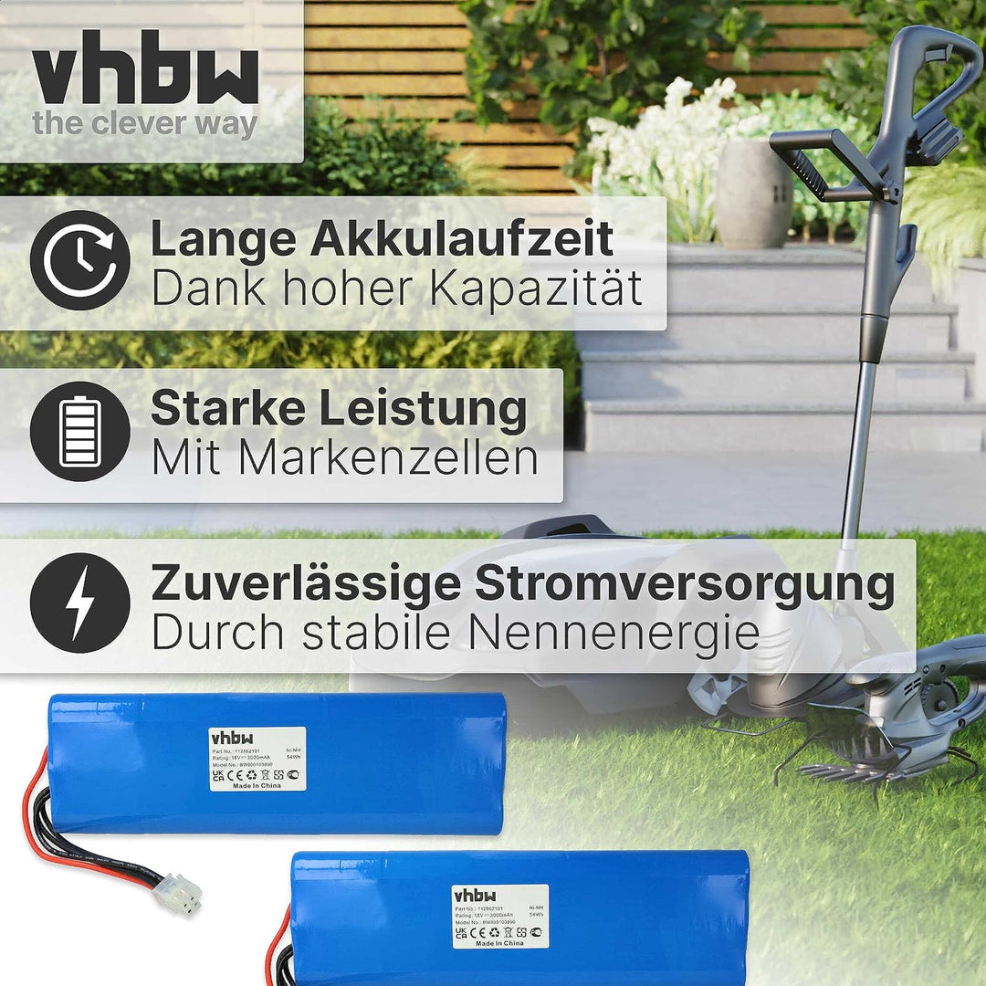 vhbw 2X Akku kompatibel mit Husqvarna Automower 220AC, G2 2004-2006, 230ACX, Solar Hybrid, 210C, 260