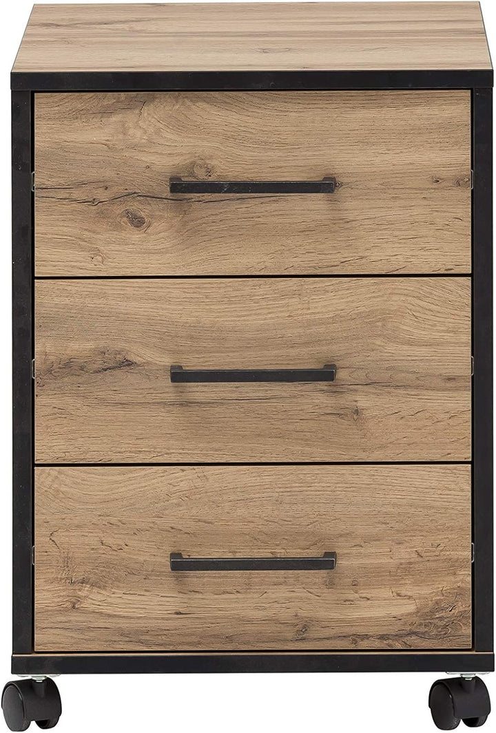 Möbelpartner Montana 146466 Rollcontainer, Eiche Landhaus Dekor, 40,1 x 50 x 57 cm, Eiche Landhaus D