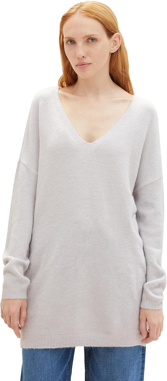 Tom Tailor Denim Damen 1039768 Pullover (1er Pack) L 32253 - Basic Light Grey, L 32253 - Basic Light