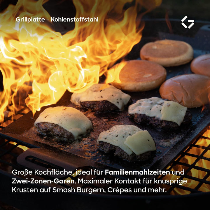 Gastrotools Grillplatte Induktion 62x27 cm – Profi Carbonstahl Teppanyaki/Plancha Grillplatte für In