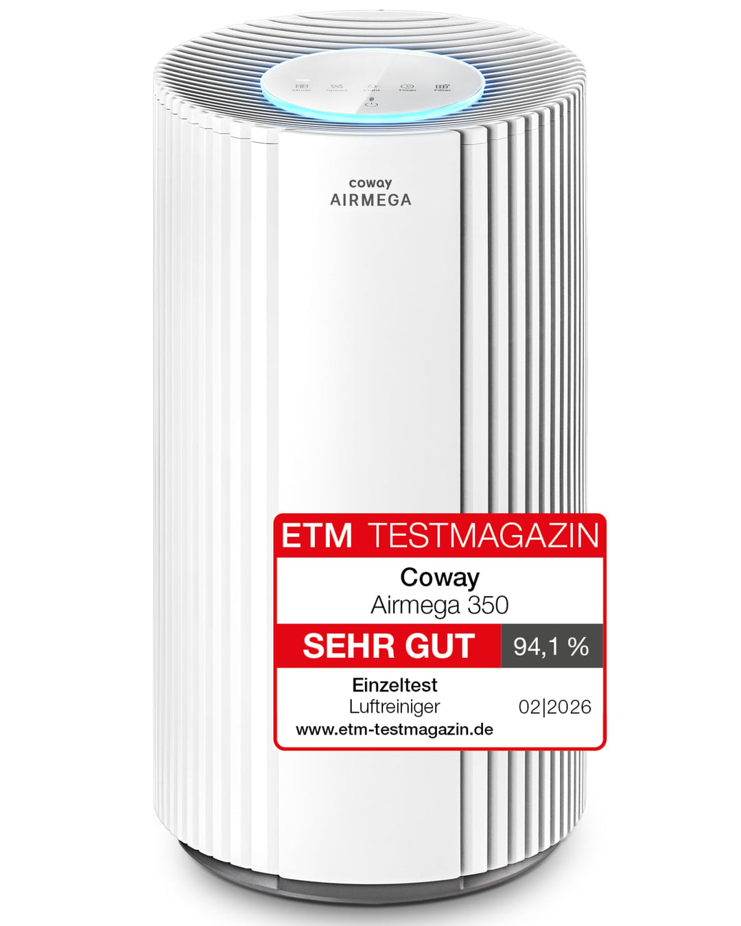 COWAY Luftreiniger für grosse Räume, CADR 713m³/h, reinigt 148m² in 30Min., HEPA Filter gegen Rauch,