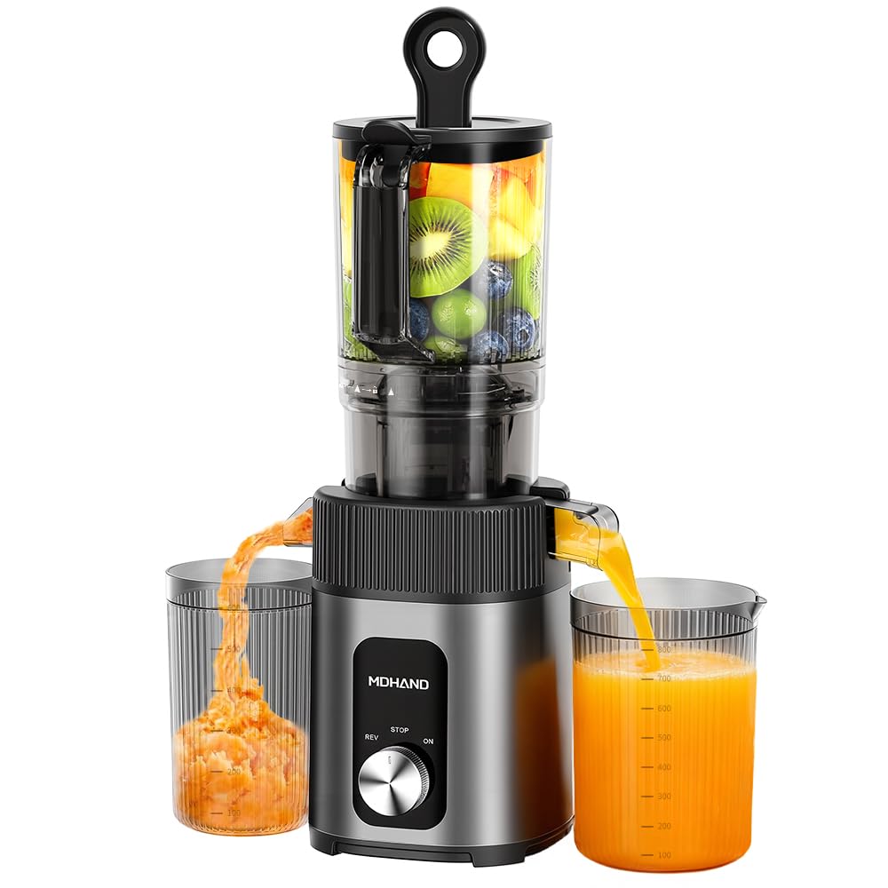 KEPEAK Slow Juicer 200W, Professionelle Saftpresse mit 112mm Einfüllschacht für ganze Früchte und Ge