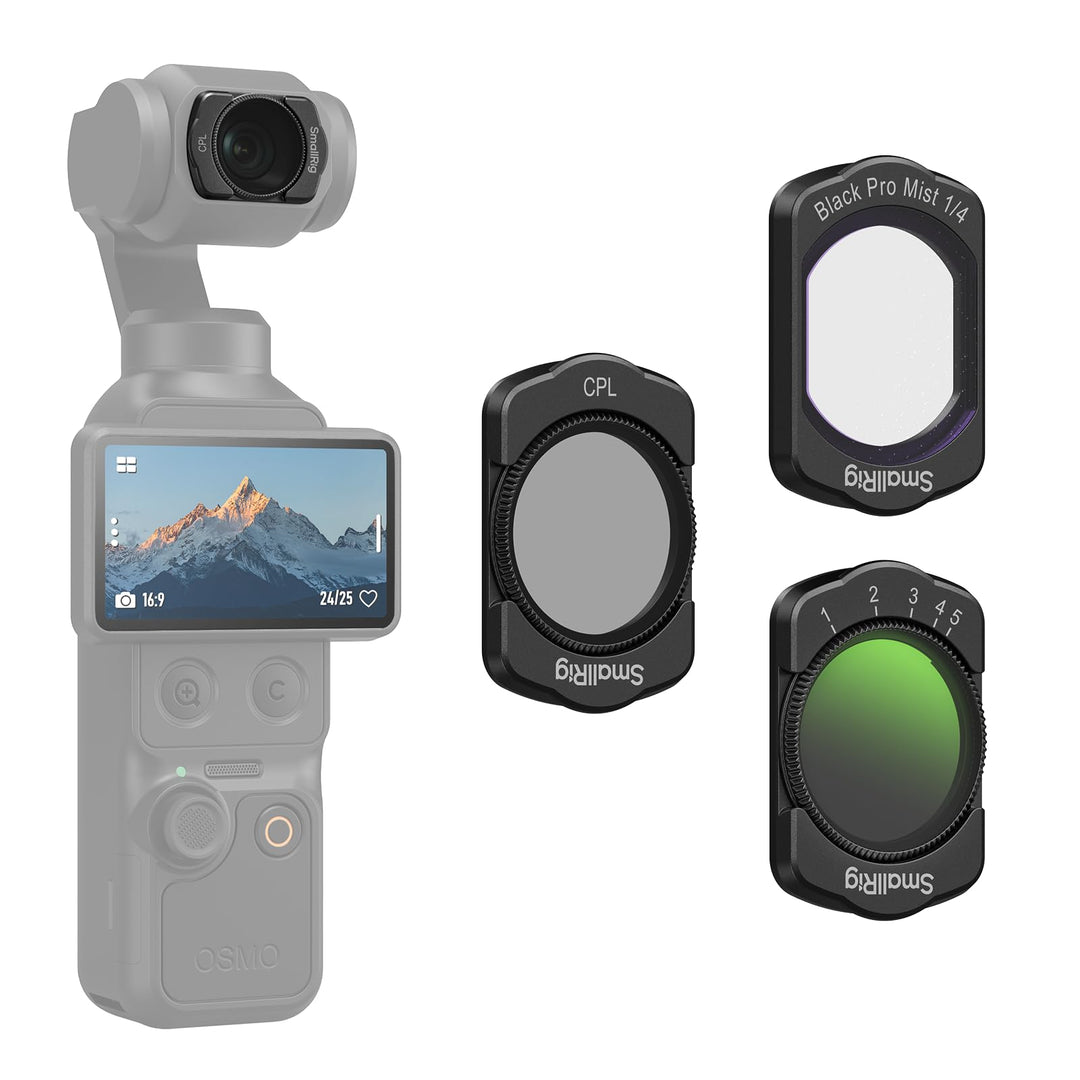 SMALLRIG Magnetisches ND- & CPL- & Effektfilter-Set für DJI Osmo Pocket 4/3-3er-Pack CPL, 1/4 Black