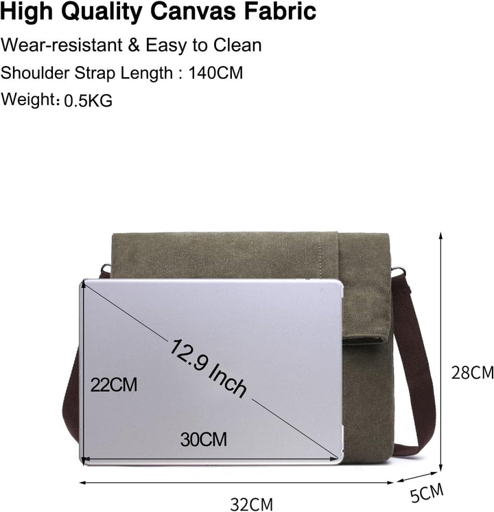FANDARE Retro Umhängetasche Handtasche Schultertasche Herrentasche Segeltuch Kuriertasche Messenger-