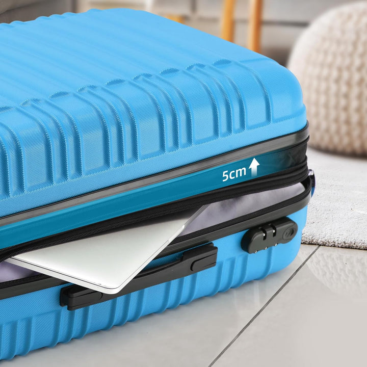 BEIBYE Hartschalen Koffer Trolley Rollkoffer Reisekoffer Zwillingsrollen Kofferset (Türkis, Set) Tür
