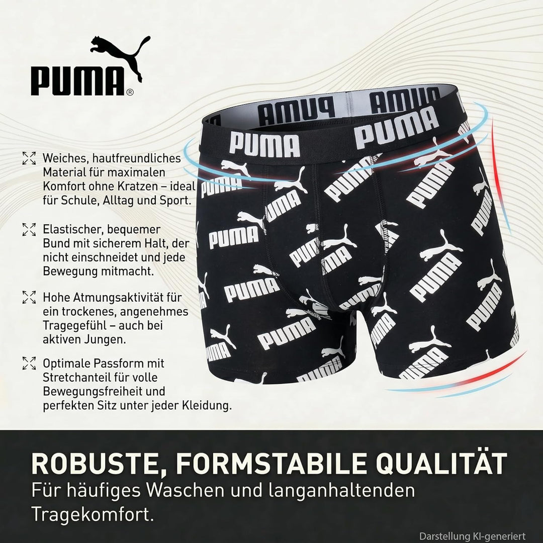 Puma Children Unisex Boxer Unterwäsche (5er Pack) 122-128 Schwarz, 122-128 Schwarz