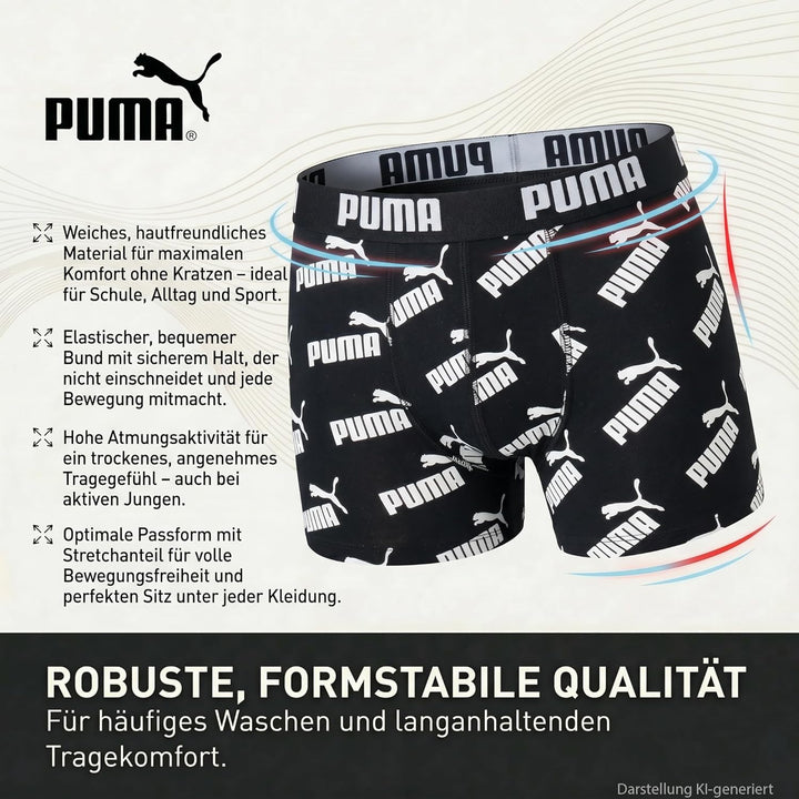 Puma Children Unisex Boxer Unterwäsche (5er Pack) 122-128 Schwarz, 122-128 Schwarz