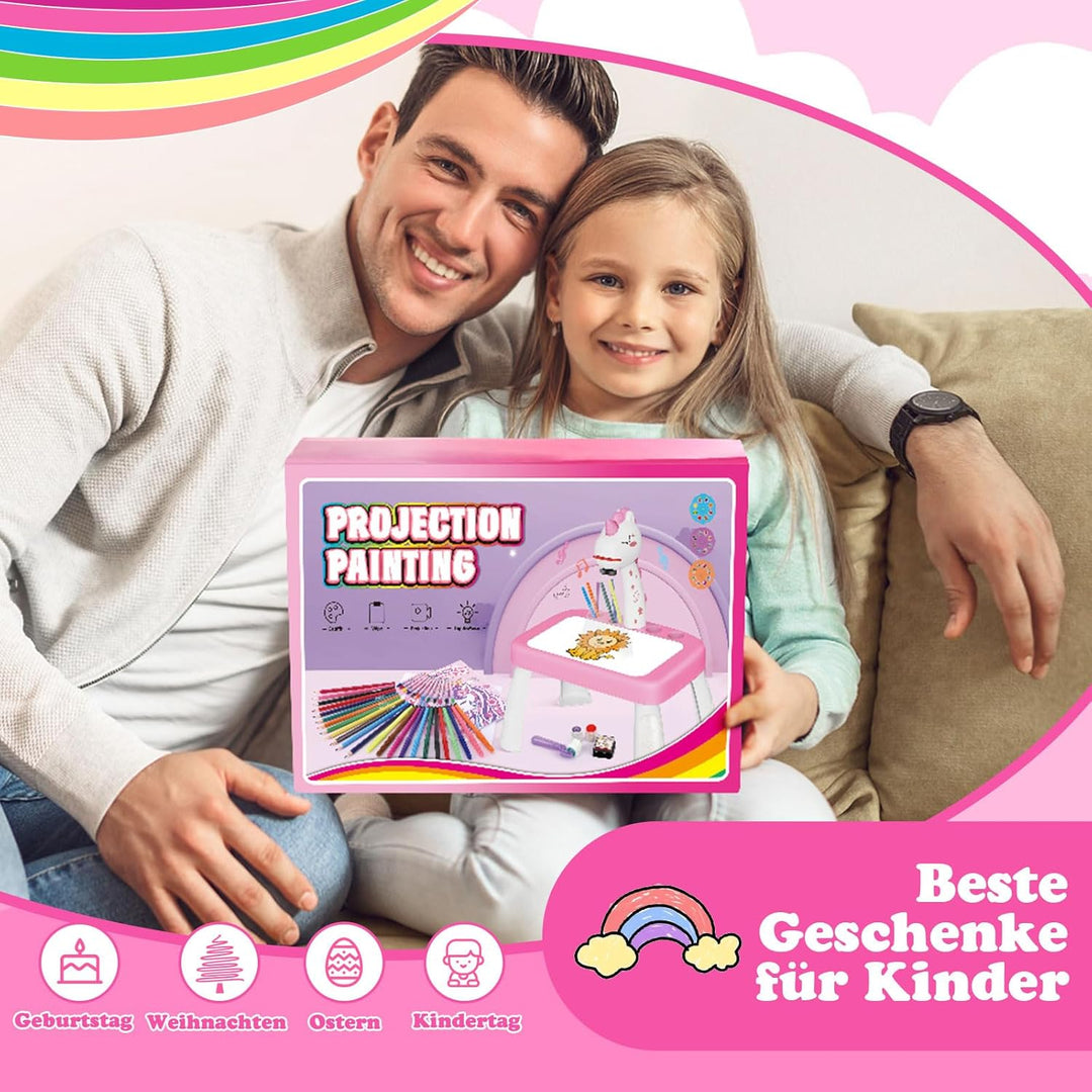 Einhorn Geschenke für Mädchen Zeichenprojektor für Kinder mit 72 Motiven Mädchen Geschenke Spielzeug