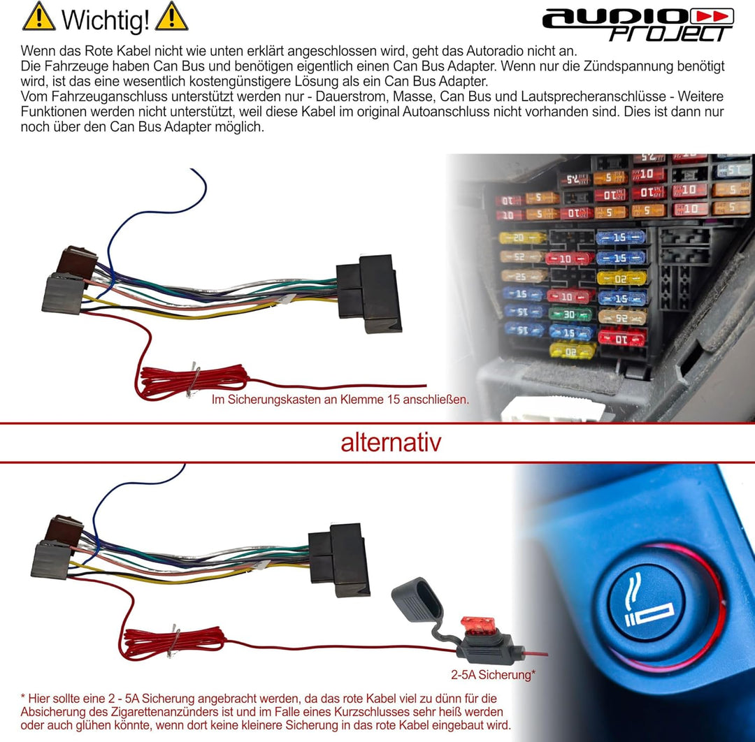 Audioproject A124 - Radioadapter Set Quadlock auf ISO + Antennenadapter Fakra auf DIN kompatibel für