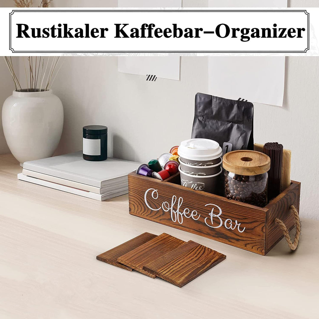 Kaffee-Station Veranstalter, Holz Kaffee-Bar Station mit Griff K Cup Veranstalter Kaffeepods-Halter