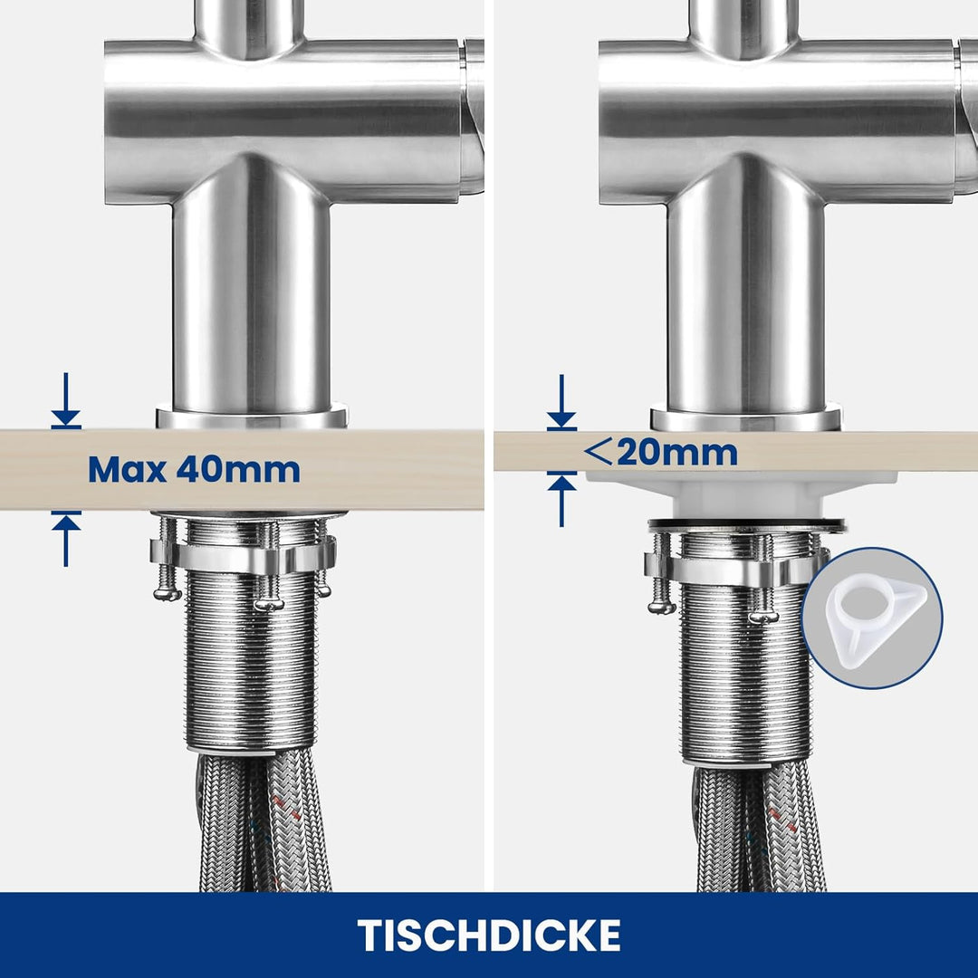 CECIPA Wasserhahn Küche Ausziehbar, Küchenarmatur mit Brause, Hochdruck Spültischarmatur Küche mit 2