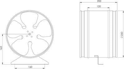 EUROPLAST Ø 250mm Axial Rohrlüfter Rohrventilator Axiallüfter Wickelfalzrohr Zuluft - Abluft Lüfter