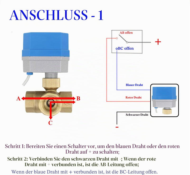 2 Modi - 3 wege motorkugelhahn 12v zonenventil 3 wege kugelventil elektrisch - zwei wege motorventil