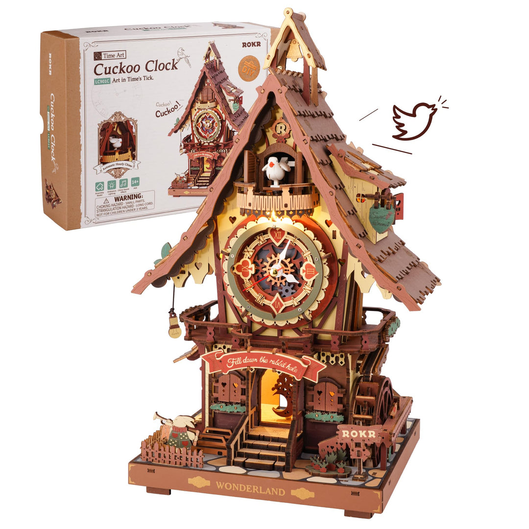 ROKR 3D Puzzle Kuckucksuhr Erwachsene, 3D Holzpuzzle Uhrenmodellbausätze, Geschenke und Dekoration f