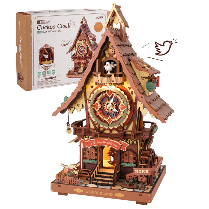 ROKR 3D Puzzle Kuckucksuhr Erwachsene, 3D Holzpuzzle Uhrenmodellbausätze, Geschenke und Dekoration f