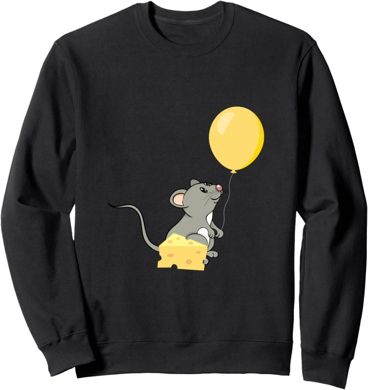 Maus, spielt mit einem Ballon & Käse-Kuchen Fun Sweatshirt