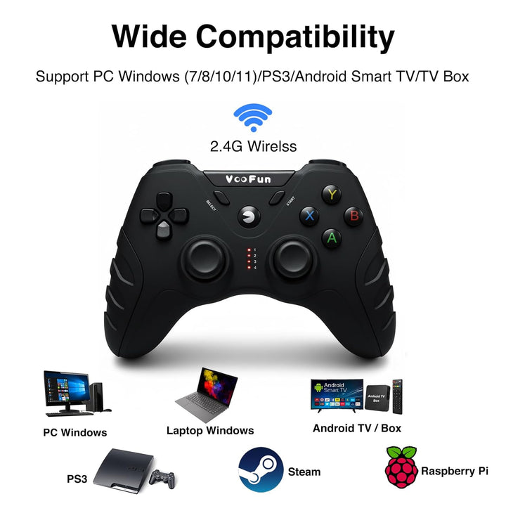 VooFun PC Controller, Wireless PS3 Controller PC Gamepad mit Dual-Vibration, Gaming Controller für P