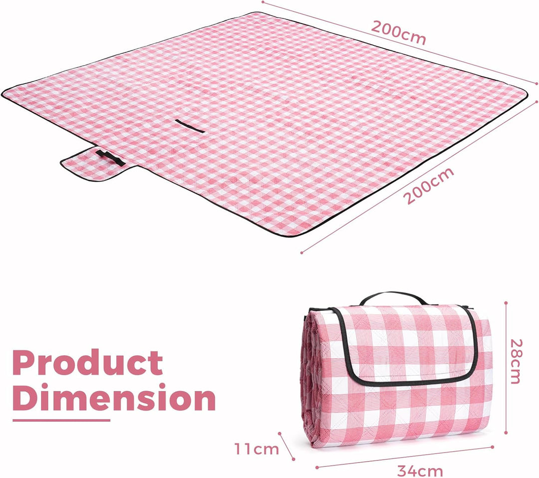 Oak & Tea Picknickdecke Wasserdicht 200x200 cm XXL Sandfrei Isoliert Maschinenwaschbar Stranddecke C
