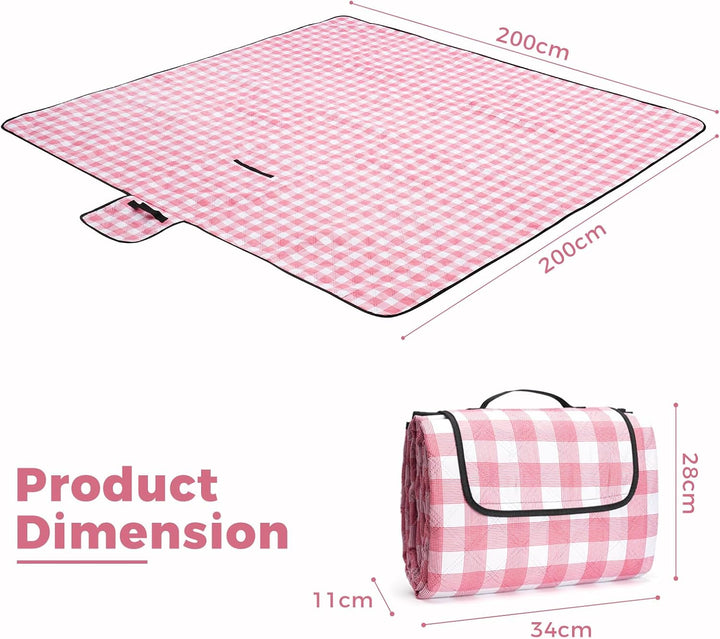 Oak & Tea Picknickdecke Wasserdicht 200x200 cm XXL Sandfrei Isoliert Maschinenwaschbar Stranddecke C