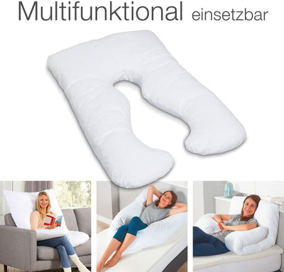 maxVitalis Schwangerschaftskissen in ergonomischer U Form, Stilkissen mit abnehmbarem und waschbarem