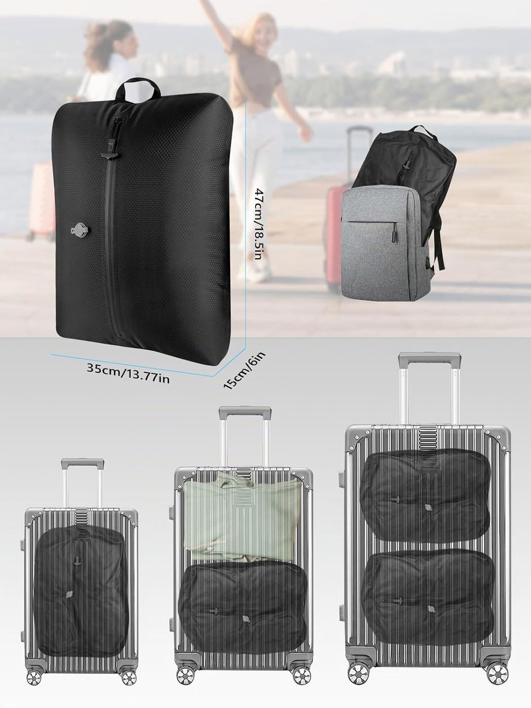 AIDONS Vakuumbeutel für Kleidung - IP67 Wiederverwendbare Vakuumtaschen für Koffer, 5kPa Pumpe für K