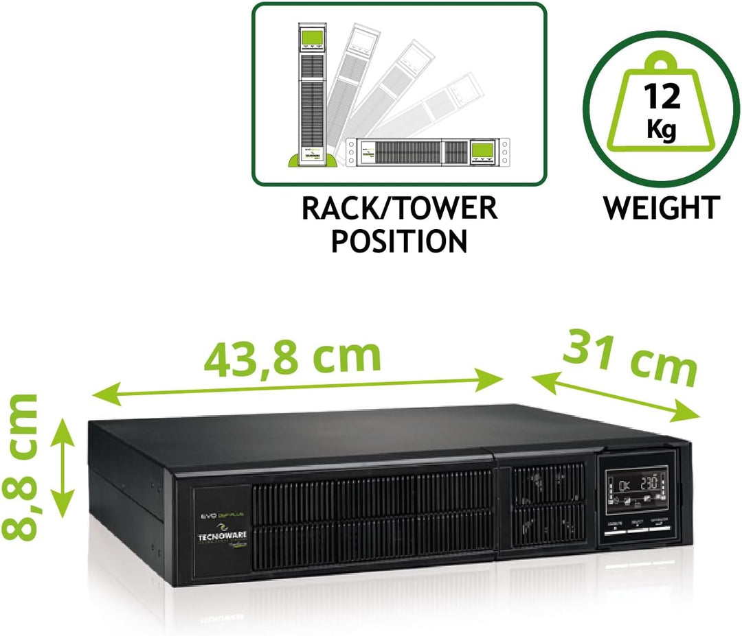 Tecnoware USV EVO DSP PLUS 1200 Unterbrechungsfreie Stromversorgung - Online-Technologie, Installati