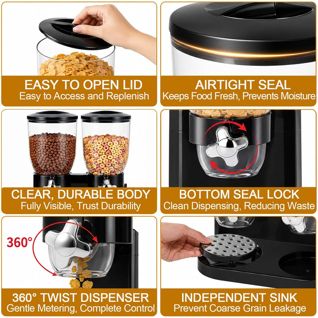 Cereal Dispenser Countertop 2L 2er Pack, Luftdichter Müslispender für die Organisation des Küchenvor