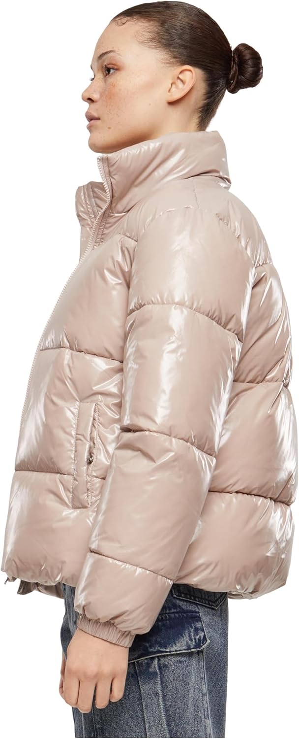 Urban Classics Ladies Recycled Short Shiny Puffer Jacket XS Duskrose, XS Duskrose