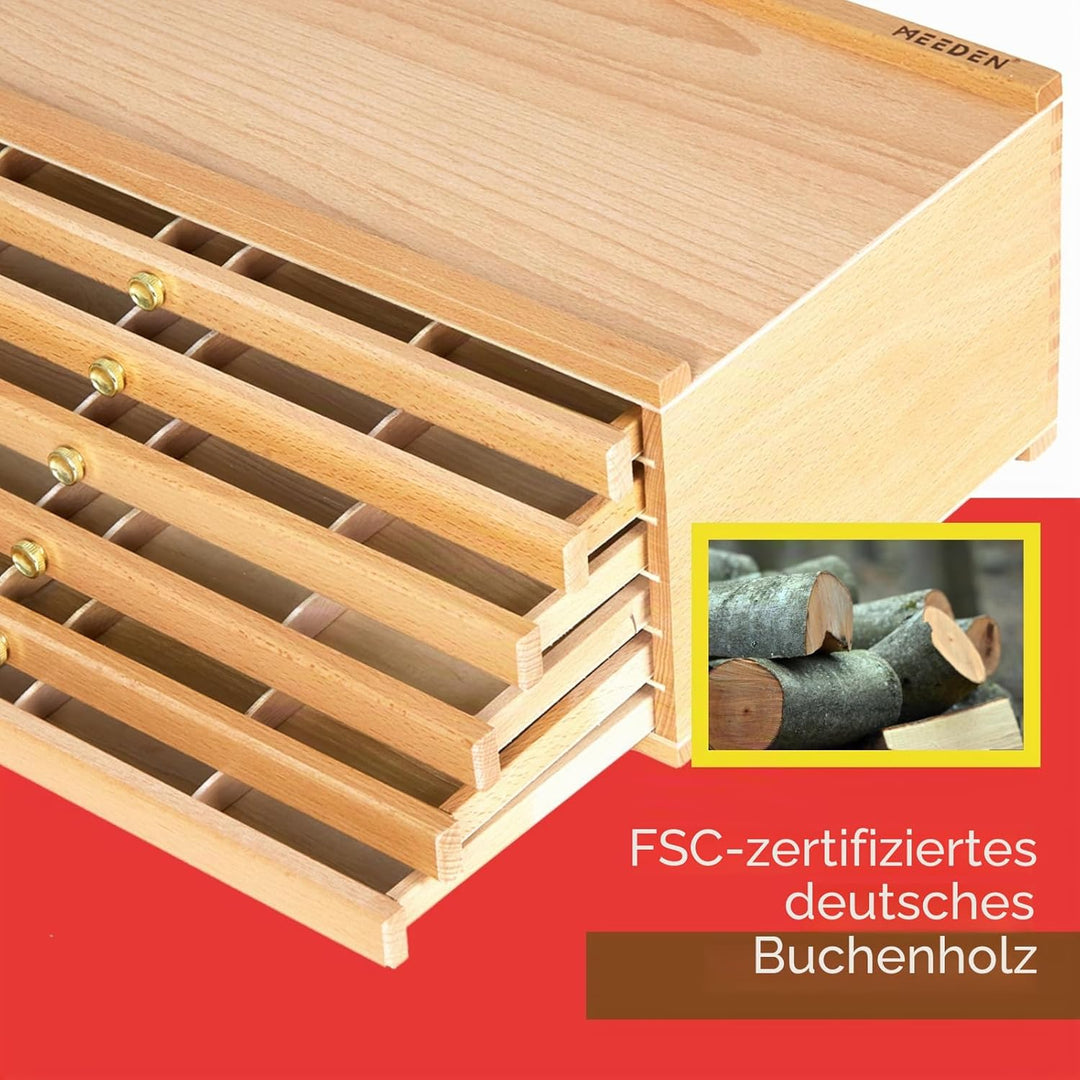 MEEDEN Aufbewahrungsbox für Künstler, 6 Schubladen, tragbar, Buchenholz, für Künstler und Pinsel, Au