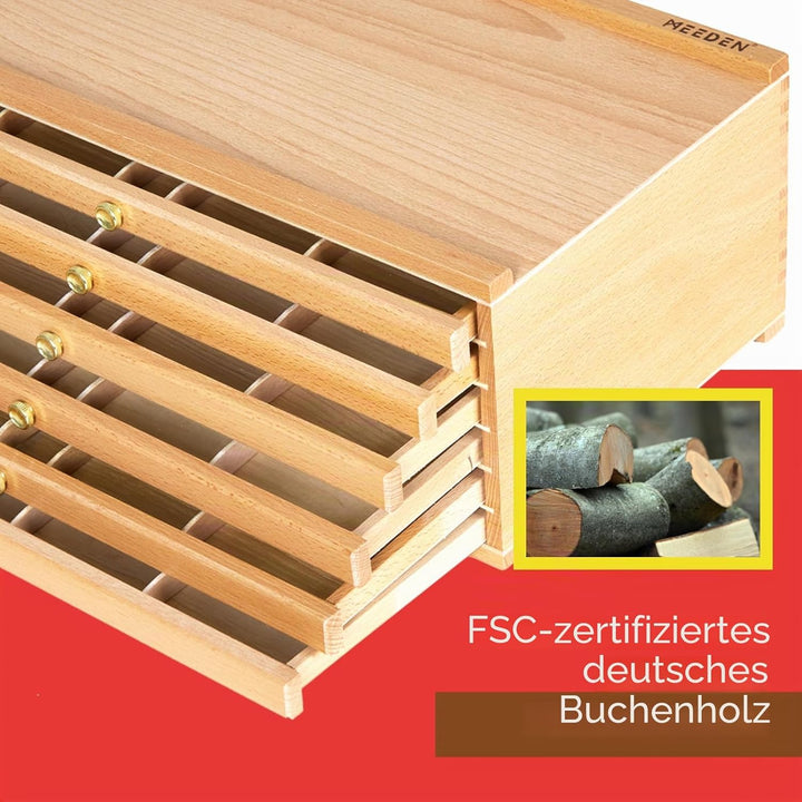 MEEDEN Aufbewahrungsbox für Künstler, 6 Schubladen, tragbar, Buchenholz, für Künstler und Pinsel, Au