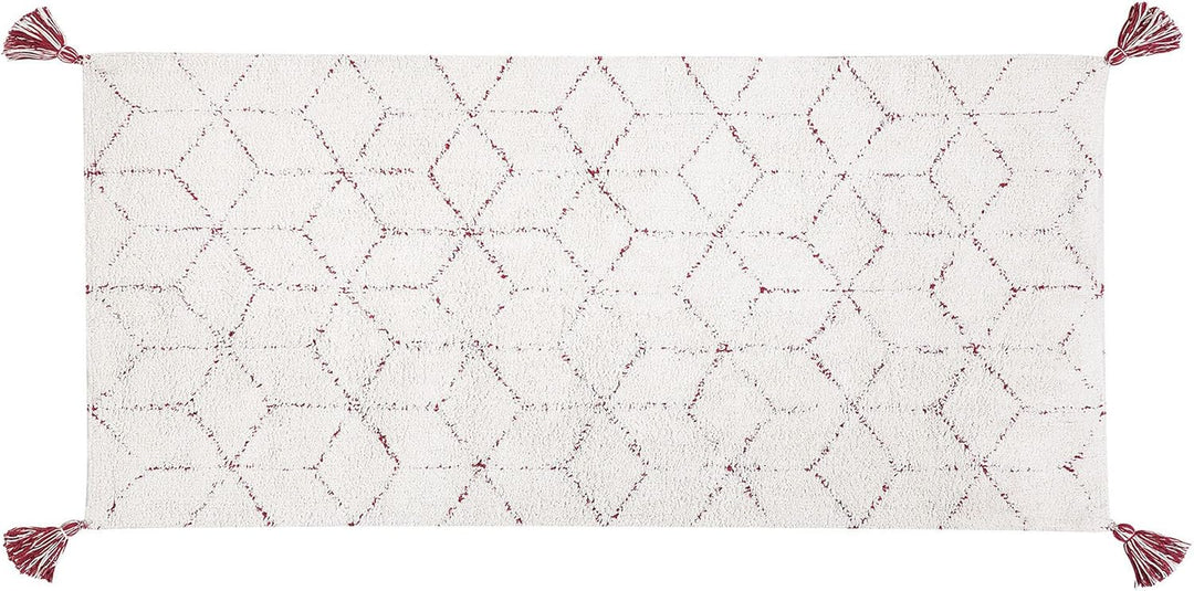 Dekorativer Teppich Shaggy mit Fransen weiss 80x150 cm Sakarya