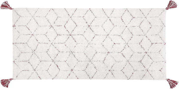 Dekorativer Teppich Shaggy mit Fransen weiss 80x150 cm Sakarya