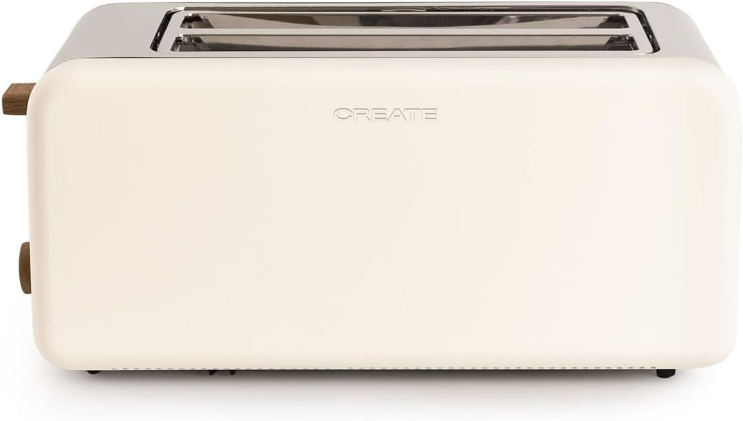 CREATE/TOAST RETRO XL/Toaster Cremeweiss / 6 Leistungsstufen, Krümelschublade, Thermostat, Auftauen,