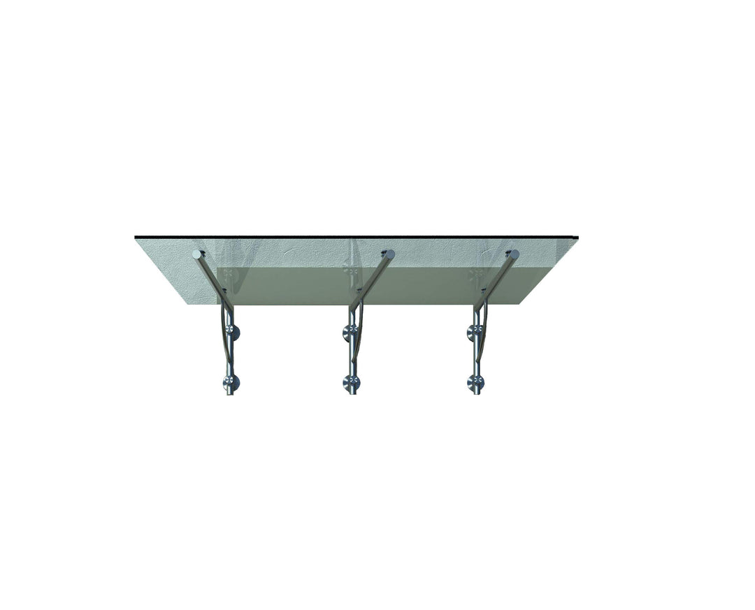 Shop Vordach Glasvordach Türvordach Verbundsicherheitsglas Klarglas VSG Edelstahl (250x90cm (3X LB-H