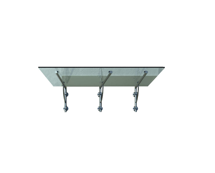 Shop Vordach Glasvordach Türvordach Verbundsicherheitsglas Klarglas VSG Edelstahl (250x90cm (3X LB-H
