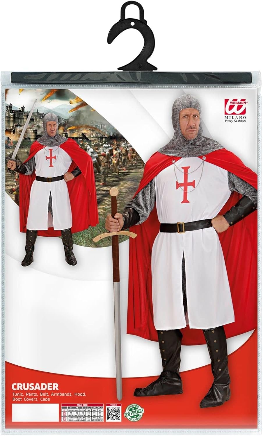 "CRUSADER" (long coat, pants, belt, armbands, helmet, boot covers, cape) - (L), L