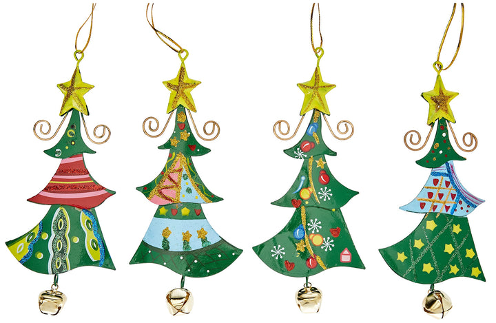 Small Foot Metallanhänger Tannenbaum, Weihnachtliche Deko, 4er Set, 5147, Metall, Mehrfarbig, 1, 4