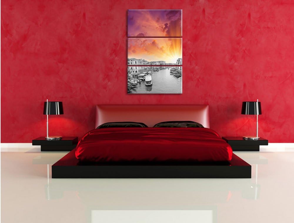 Pixxprint altmodische Wasserstrasse in Venedig als Leinwandbild/Grösse: 3 Teilig (120x80 cm) cm/Wand