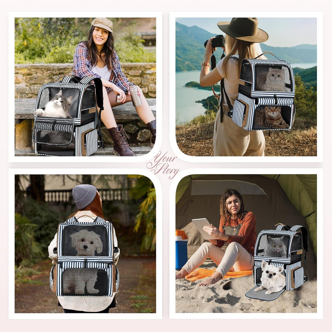 Doppellagige Katzen Rucksack für 2 Katzen Grosse Katzen Transport Rucksack Faltbare Haustier Rucksac