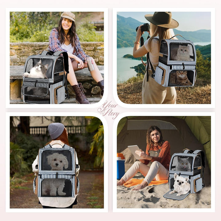 Doppellagige Katzen Rucksack für 2 Katzen Grosse Katzen Transport Rucksack Faltbare Haustier Rucksac