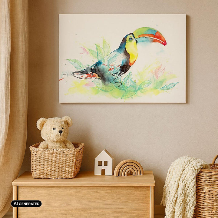 Bilder auf Leinwand Vogel Toucan Neugier wild Leinwandbild 70x50cm Wandbilder Dekoration Wohnzimmer