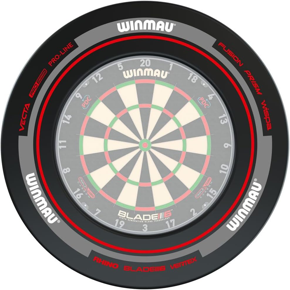 WINMAU Dartscheibe Schutzring – Advance Schwarz, Rot, Weiss & Grün Dart Surround Schwarz & Rot, Schw